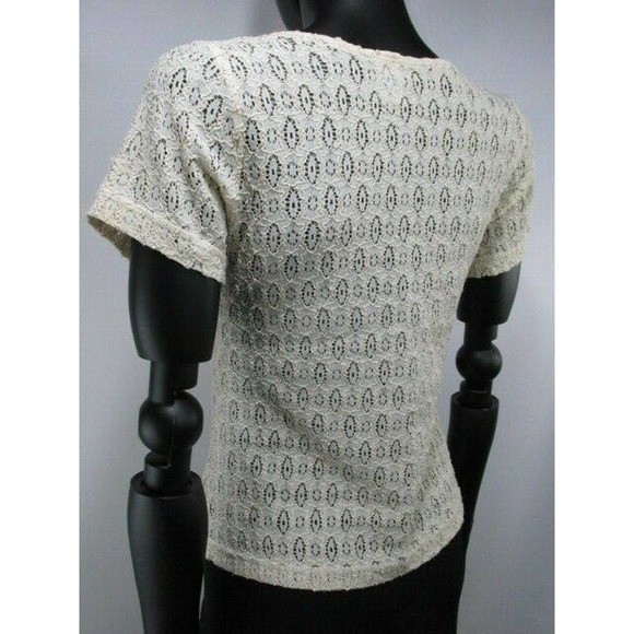 NOW Short Sleeve Threaded Crochet Lace Blouse - Picture 5 of 12